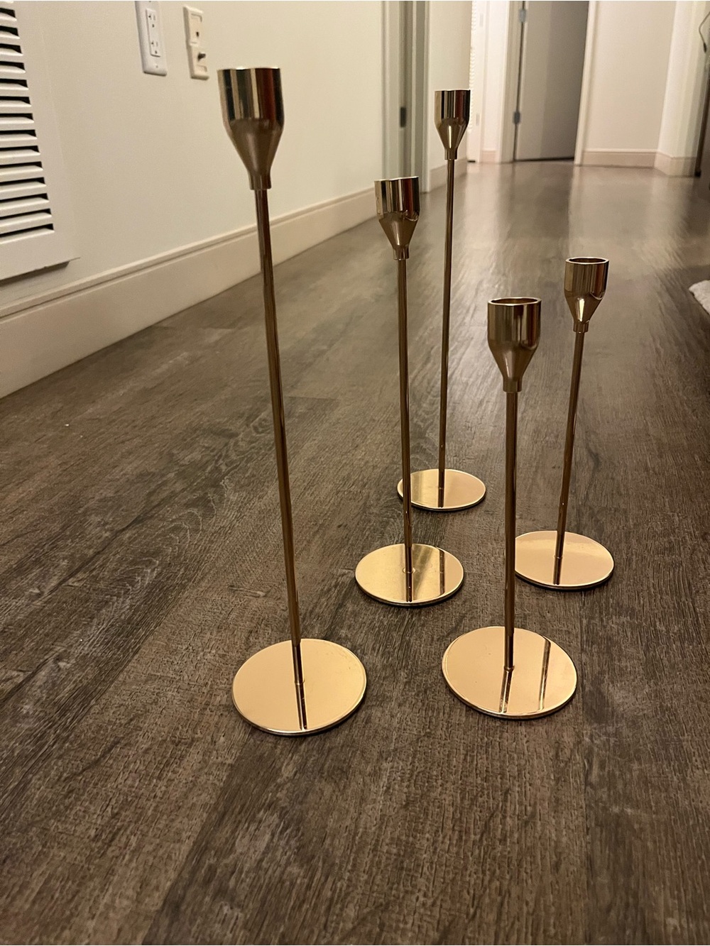 Gold Metal Taper Candle Holders Set of 5 - Picture 4 of 4